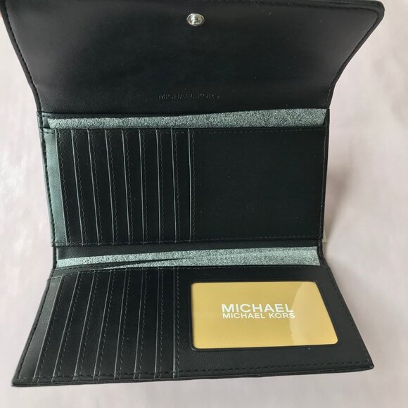 Michael Kors Jet Set Travel LG Trifold Women's Wallet - Black MSRP $328 - Picture 8 of 14